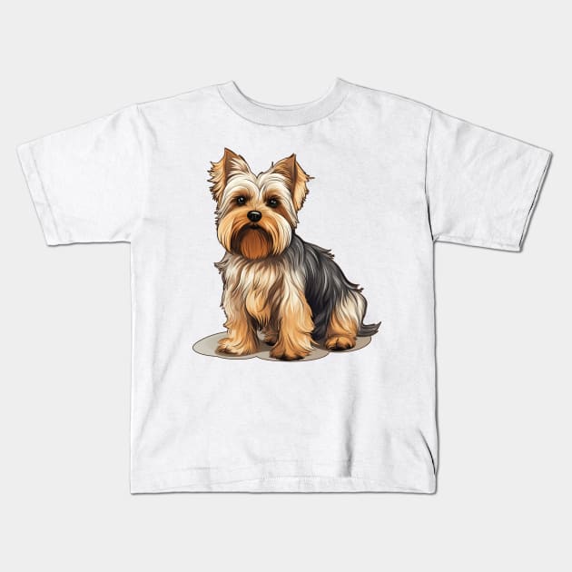 Biewer Terrier Dog Illustration Kids T-Shirt by whyitsme